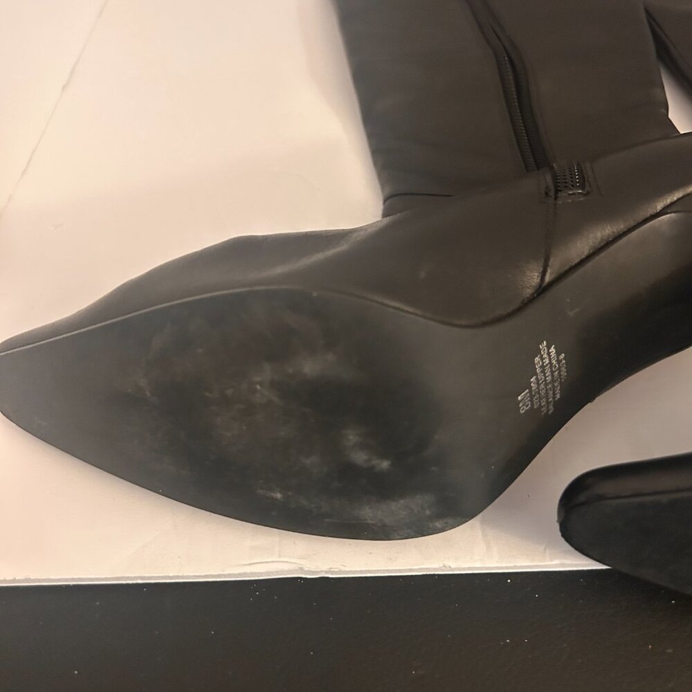 🖤 Moda Spain Black Leather Knee-High Boots | Pointed Toe | Size 8 - Picture 4 of 16